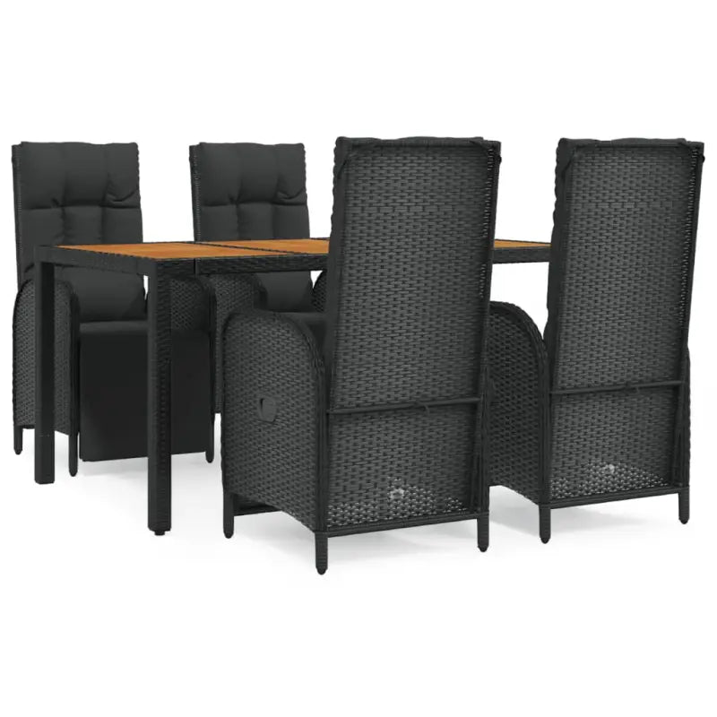 Moderne tuinset met poly rattan en massief acaciahout voor buitengebruik - Tuinsets