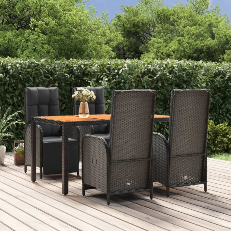 Moderne tuinset met poly rattan en massief acaciahout voor buitengebruik - Tuinsets