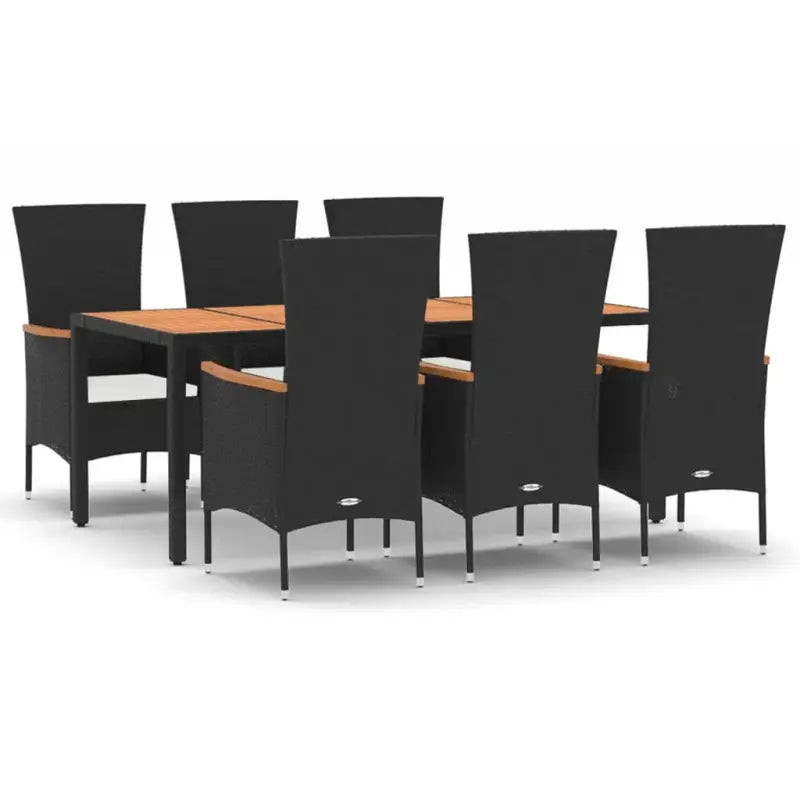 Moderne tuinset met poly rattan en massief acaciahout - Tuinsets
