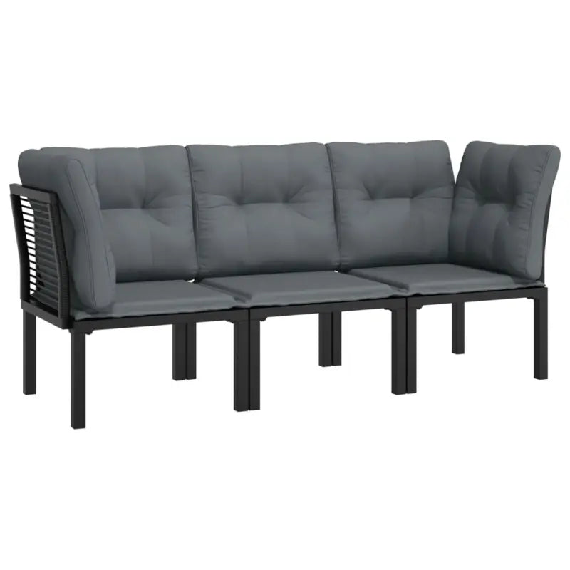 Moderne tuinset met poly rattan en zwart materiaal - Tuinsets