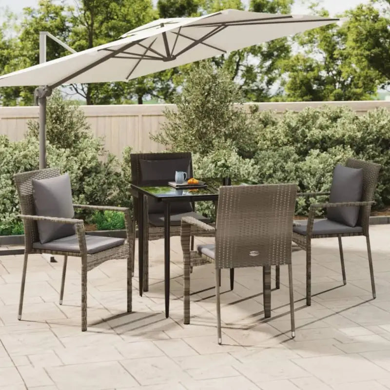 Moderne tuinset van poly rattan en gepoedercoat staal voor eenvoudig schoon maken - Grijs / 80 cm tafellengte - Tuinsets