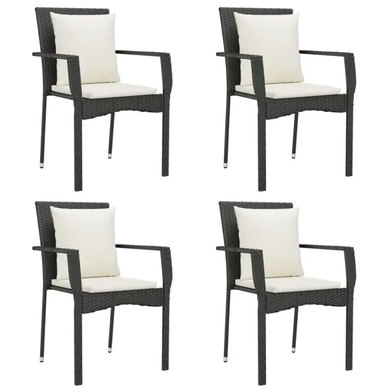 Moderne tuinset van poly rattan met massief acaciahout en gepoedercoat staal - Tuinsets