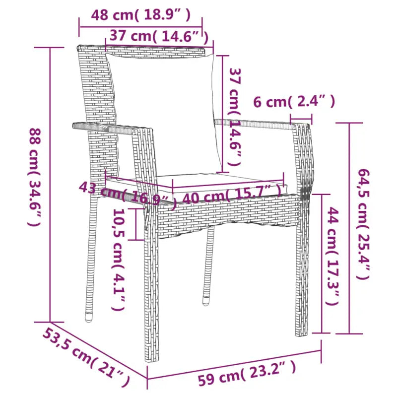 Moderne tuinset van poly rattan met massief acaciahout en gepoedercoat staal - Tuinsets