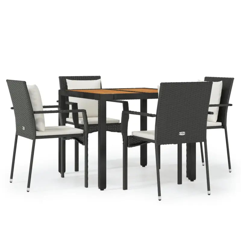 Moderne tuinset van poly rattan met massief acaciahout en gepoedercoat staal - Tuinsets