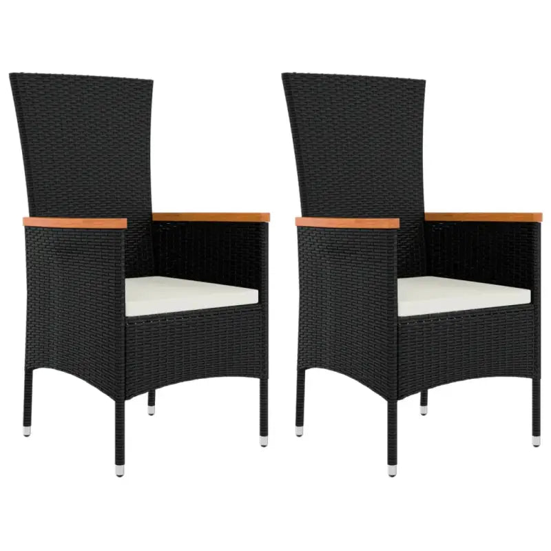 Moderne tuinset van poly rattan met zwart materiaal en gehard glas - Tuinsets
