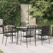 Moderne tuinstoel met katoenen touw en zwart gepoedercoat staal - Tuinsets