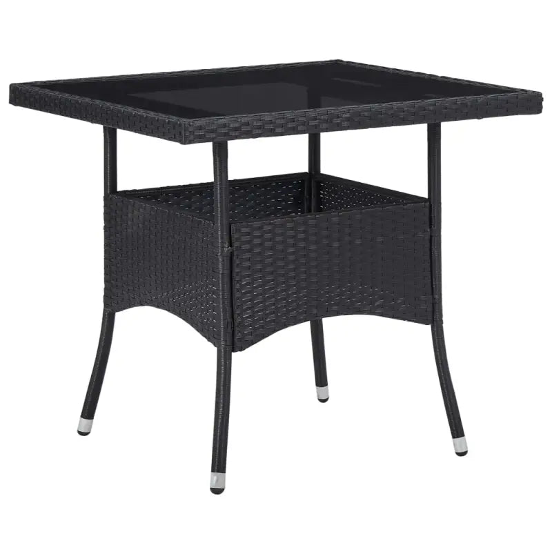Moderne tuintafel met poly rattan en gehard glas voor buitengebruik - Tuinsets