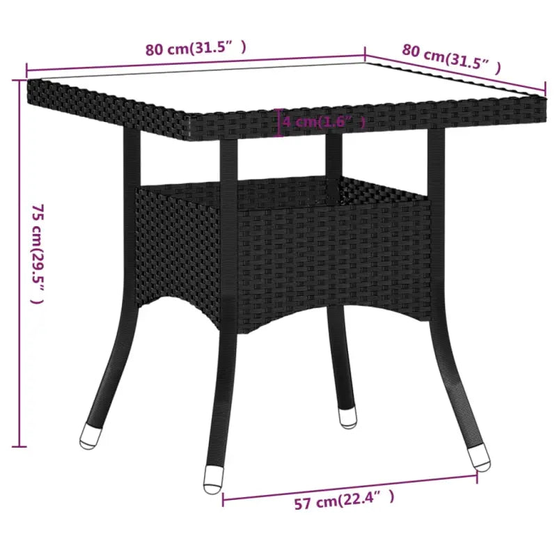 Moderne tuintafel met poly rattan en gehard glas voor buitengebruik - Tuinsets