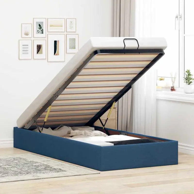 Moderne voetenbank met opbergruimte en ademend vermogen voor boxspring nodig - Blauw / 100 x 200 cm - Bedden & bedframes