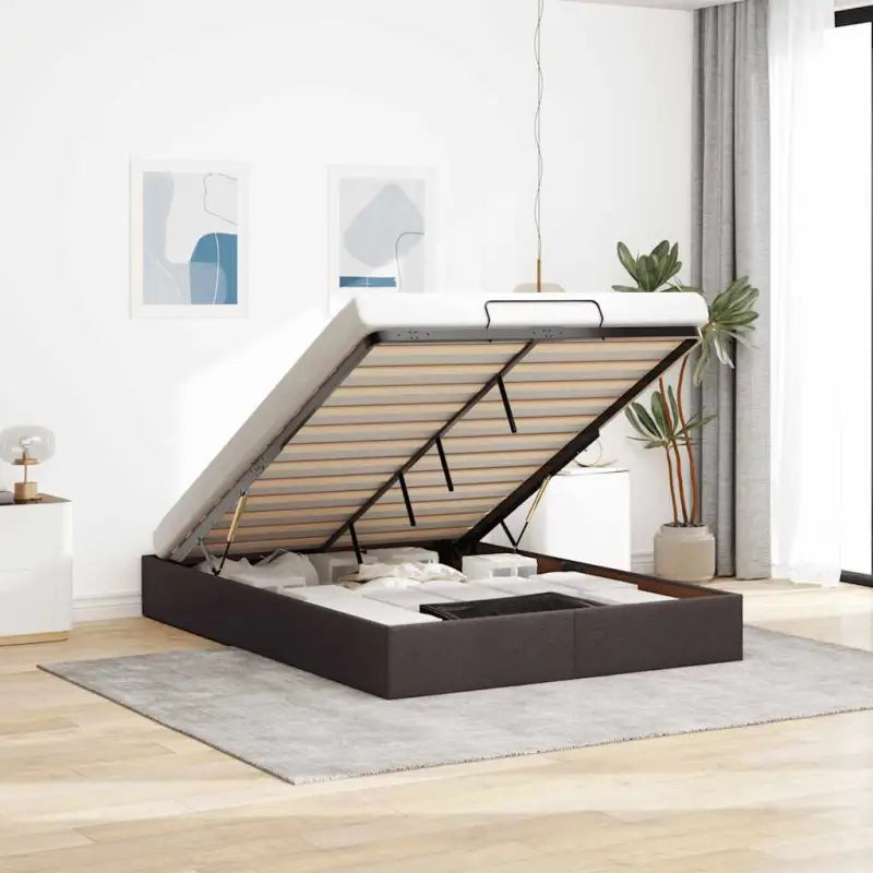 Moderne voetenbank met opbergruimte en ademend vermogen voor boxspring nodig - Donkerbruin / 140 x 200 cm - Bedden &