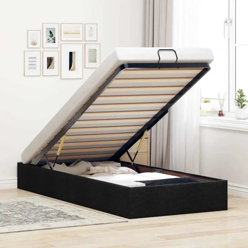 Moderne voetenbank met opbergruimte en ademend vermogen voor boxspring nodig - Zwart / 90 x 190 cm - Bedden & bedframes