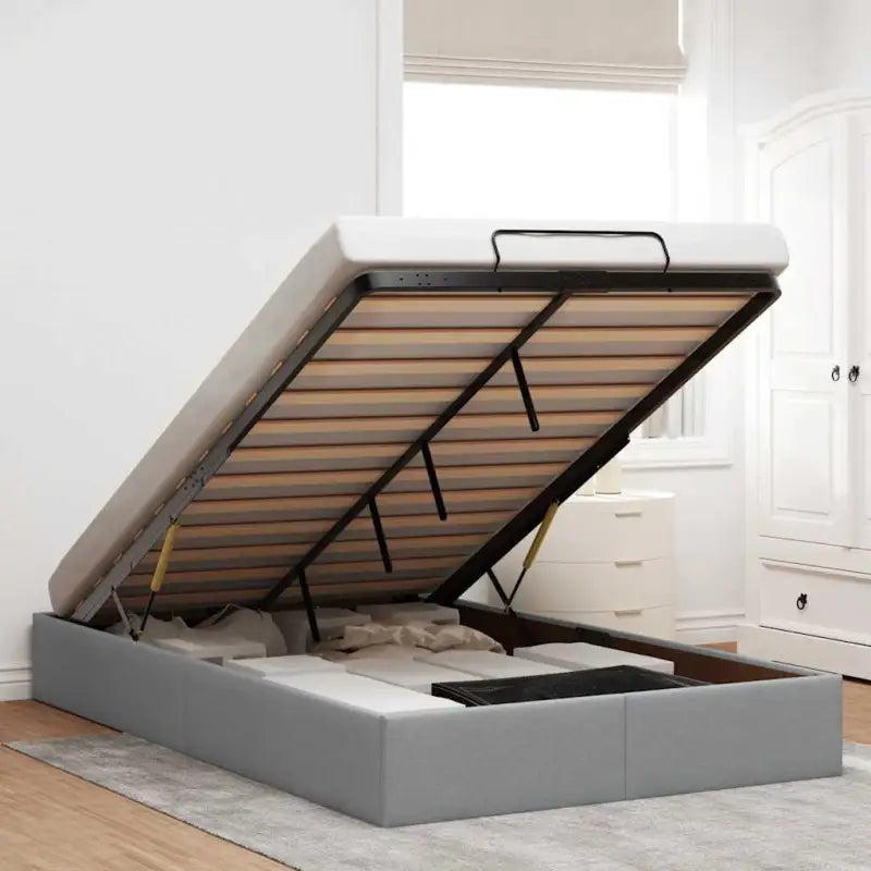 Moderne voetenbank met opbergruimte en ademend vermogen voor boxspring nodig - Lichtgrijs / 120 x 190 cm - Bedden &