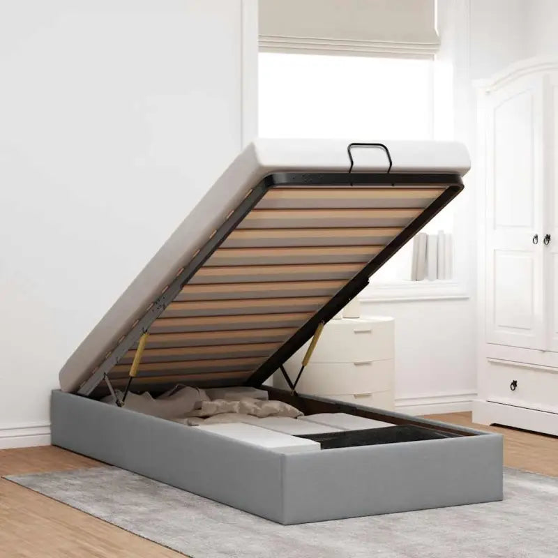 Moderne voetenbank met opbergruimte en ademend vermogen voor boxspring nodig - Lichtgrijs / 90 x 200 cm - Bedden &