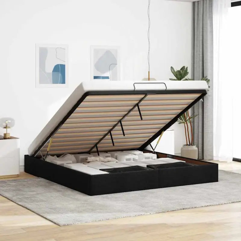 Moderne voetenbank met opbergruimte en ademend vermogen voor boxspring nodig - Zwart / 160 x 200 cm - Bedden & bedframes