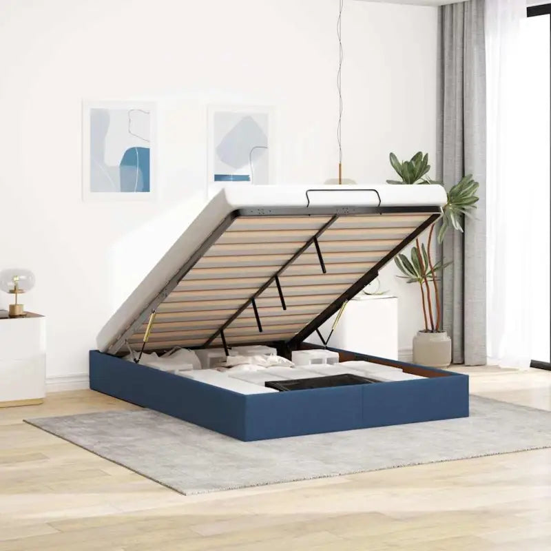 Moderne voetenbank met opbergruimte en ademend vermogen voor boxspring nodig - Blauw / 140 x 200 cm - Bedden & bedframes