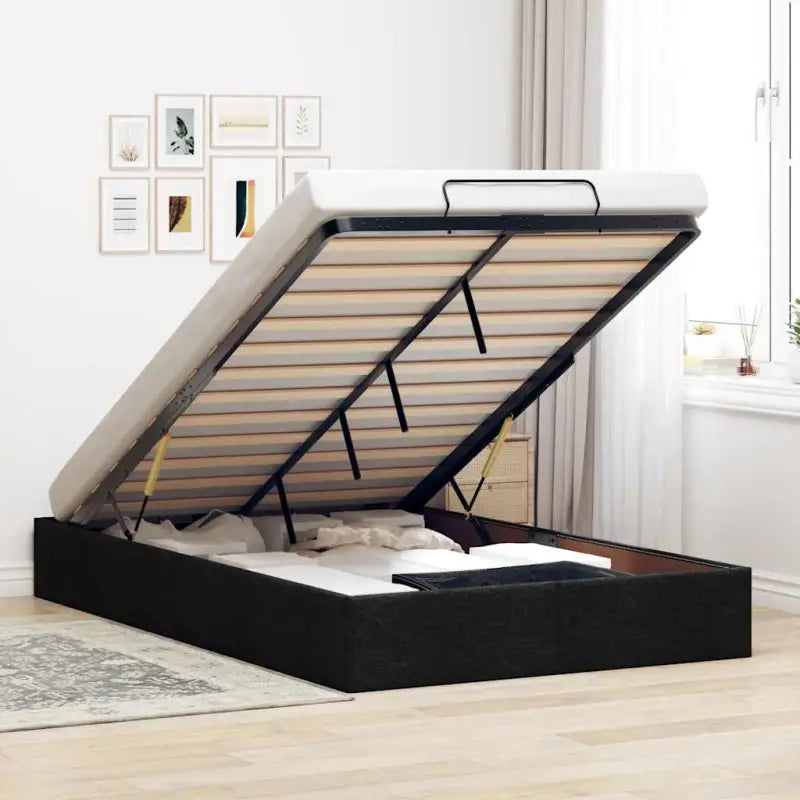 Moderne voetenbank met opbergruimte en ademend vermogen voor boxspring nodig - Zwart / 120 x 200 cm - Bedden & bedframes