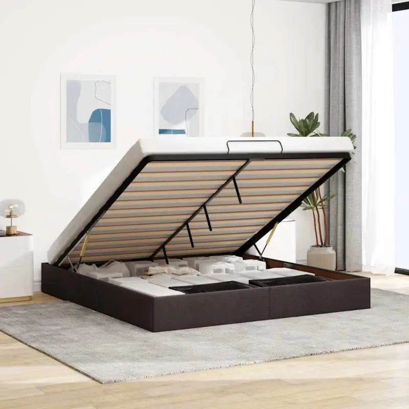 Moderne voetenbank met opbergruimte en ademend vermogen voor boxspring nodig - Donkerbruin / 200 x 200 cm - Bedden &