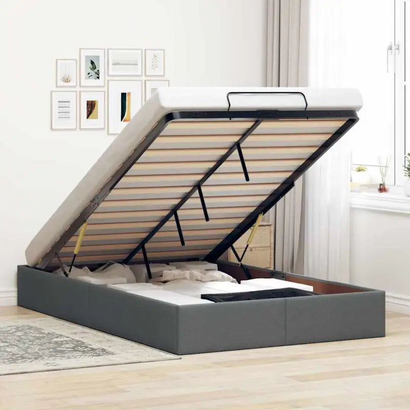 Moderne voetenbank met opbergruimte en ademend vermogen voor boxspring nodig - Donkergrijs / 120 x 200 cm - Bedden &
