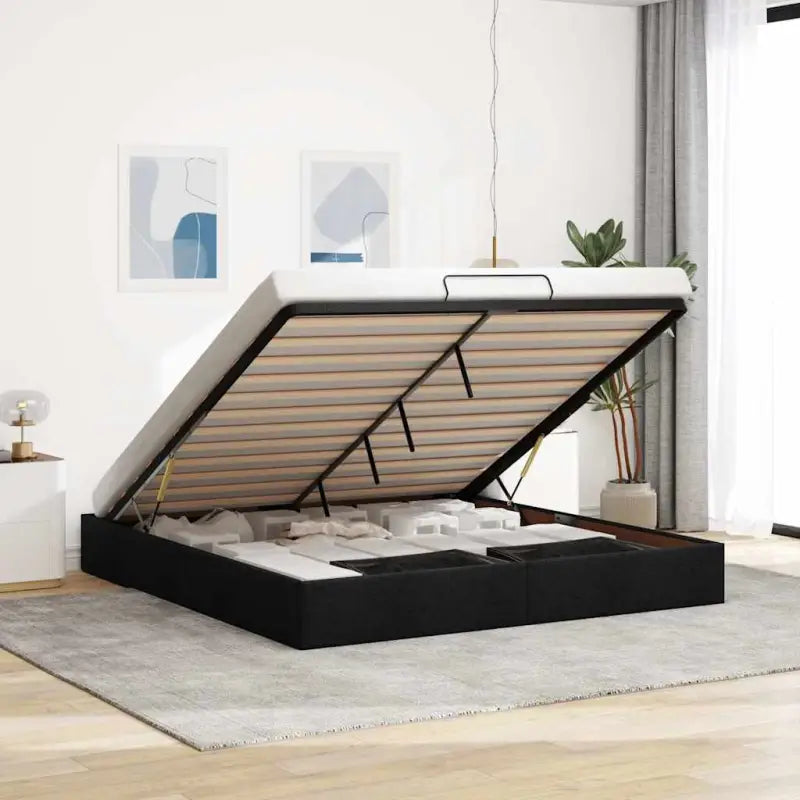 Moderne voetenbank met opbergruimte en ademend vermogen voor boxspring nodig - Zwart / 180 x 200 cm - Bedden & bedframes