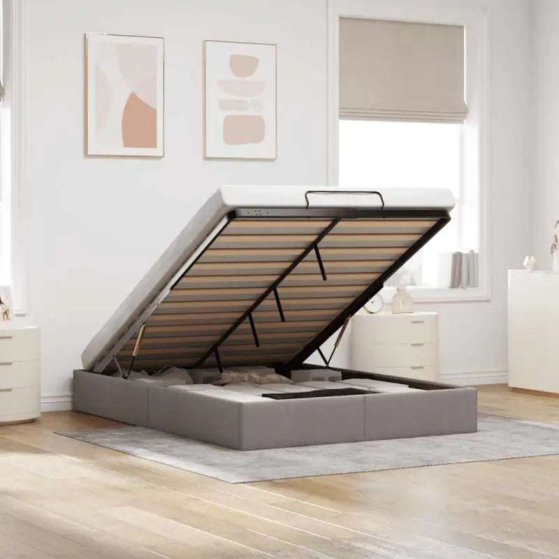 Moderne voetenbank met opbergruimte en ademend vermogen voor boxspring nodig - Taupe / 140 x 190 cm - Bedden & bedframes