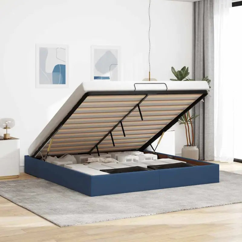 Moderne voetenbank met opbergruimte en ademend vermogen voor boxspring nodig - Blauw / 160 x 200 cm - Bedden & bedframes