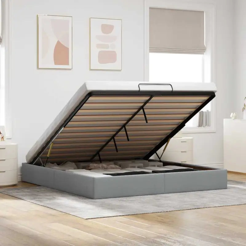 Moderne voetenbank met opbergruimte en ademend vermogen voor boxspring nodig - Lichtgrijs / 160 x 200 cm - Bedden &