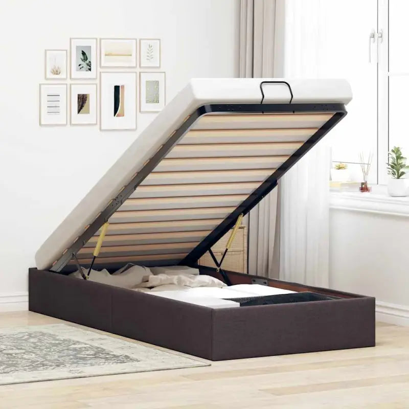 Moderne voetenbank met opbergruimte en ademend vermogen voor boxspring nodig - Donkerbruin / 80 x 200 cm - Bedden &
