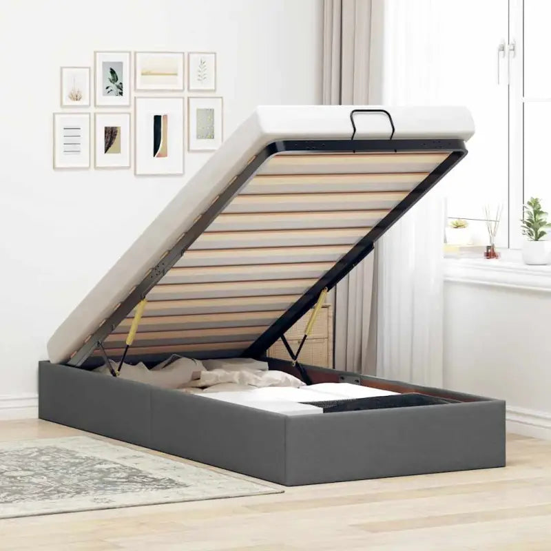 Moderne voetenbank met opbergruimte en ademend vermogen voor boxspring nodig - Donkergrijs / 90 x 190 cm - Bedden &