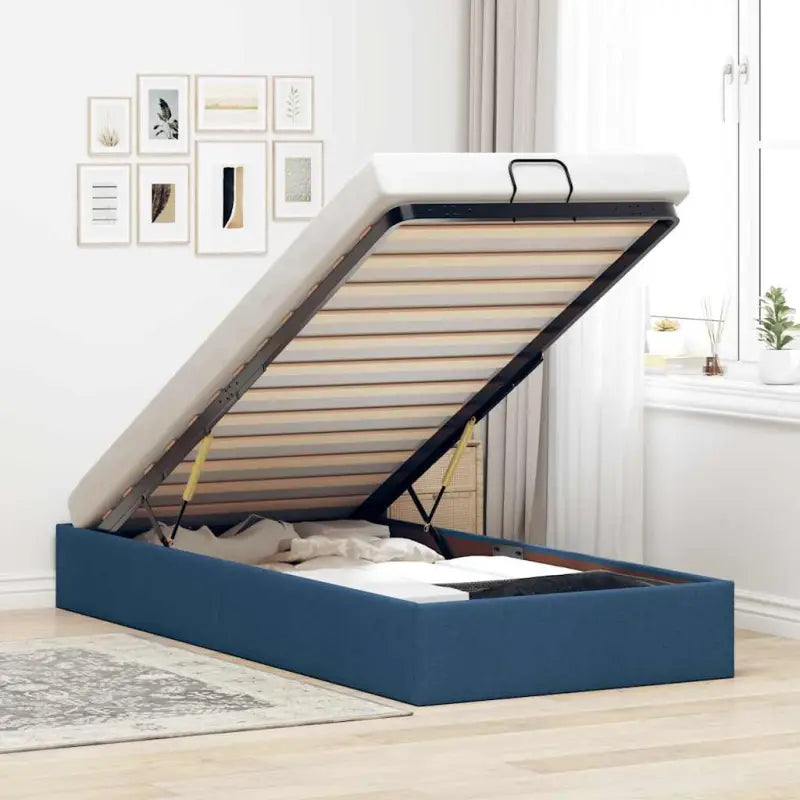 Moderne voetenbank met opbergruimte en ademend vermogen voor boxspring nodig - Blauw / 90 x 200 cm - Bedden & bedframes