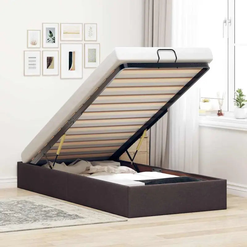 Moderne voetenbank met opbergruimte en ademend vermogen voor boxspring nodig - Donkerbruin / 100 x 200 cm - Bedden &