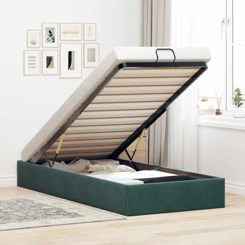 Moderne voetenbankje met opbergfunctie en geschikt voor boxspring nodig - Donkergroen / 80 x 200 cm - Bedden & bedframes