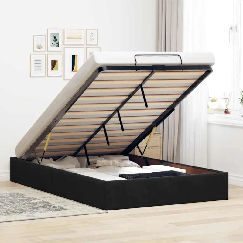 Moderne voetenbankje met opbergfunctie en geschikt voor boxspring nodig - Zwart / 120 x 190 cm - Bedden & bedframes