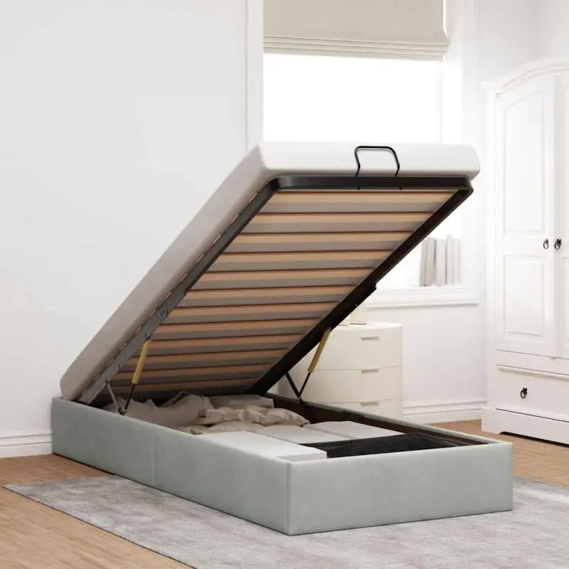 Moderne voetenbankje met opbergfunctie en geschikt voor boxspring nodig - Lichtgrijs / 80 x 200 cm - Bedden & bedframes