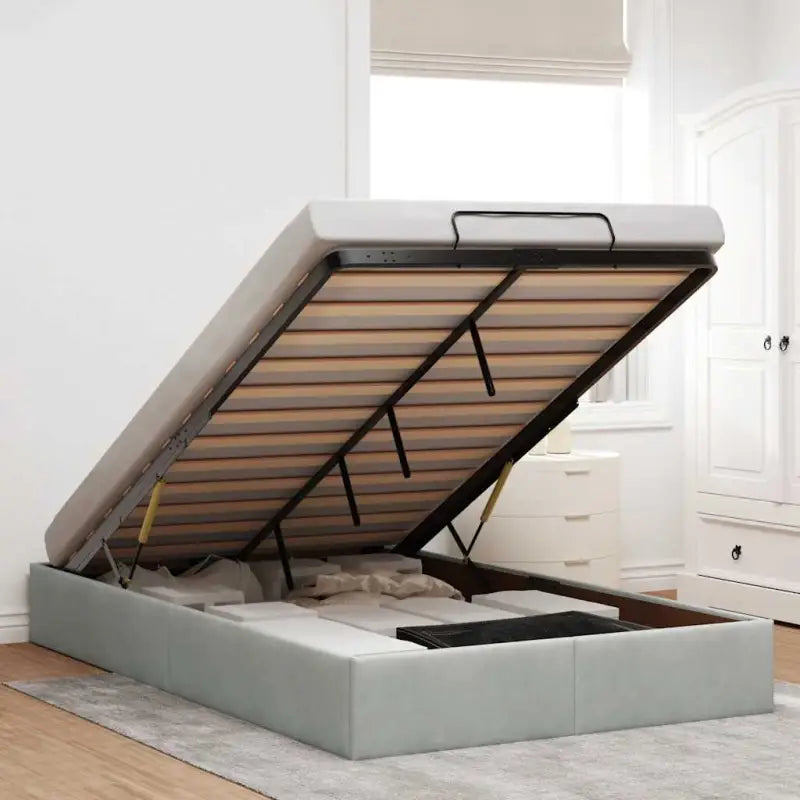 Moderne voetenbankje met opbergfunctie en geschikt voor boxspring nodig - Lichtgrijs / 120 x 190 cm - Bedden & bedframes
