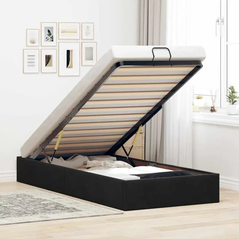 Moderne voetenbankje met opbergfunctie en geschikt voor boxspring nodig - Zwart / 90 x 200 cm - Bedden & bedframes