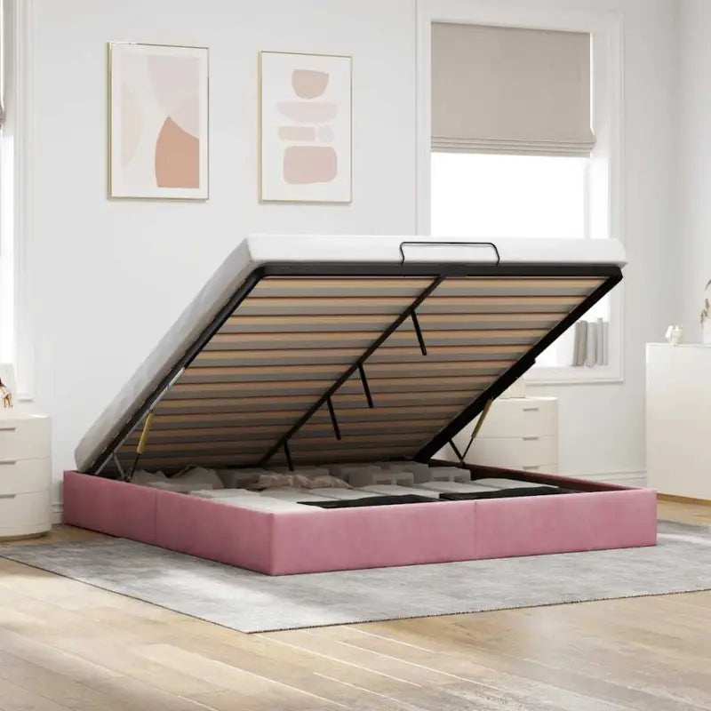 Moderne voetenbankje met opbergfunctie en geschikt voor boxspring nodig - Roze / 200 x 200 cm - Bedden & bedframes