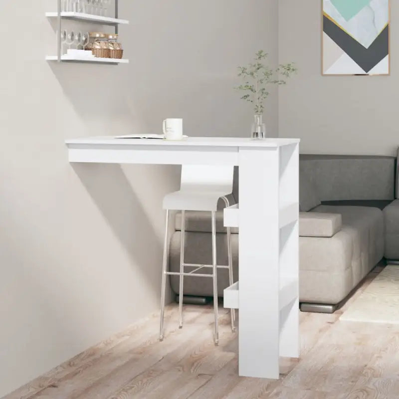 Moderne wandgemonteerde bartafel van bewerkt hout in hoogglans wit - Wit / 1 - Eettafels