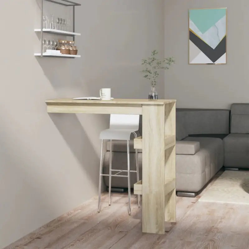 Moderne wandgemonteerde bartafel van bewerkt hout in hoogglans wit - Sonoma eiken / 1 - Eettafels