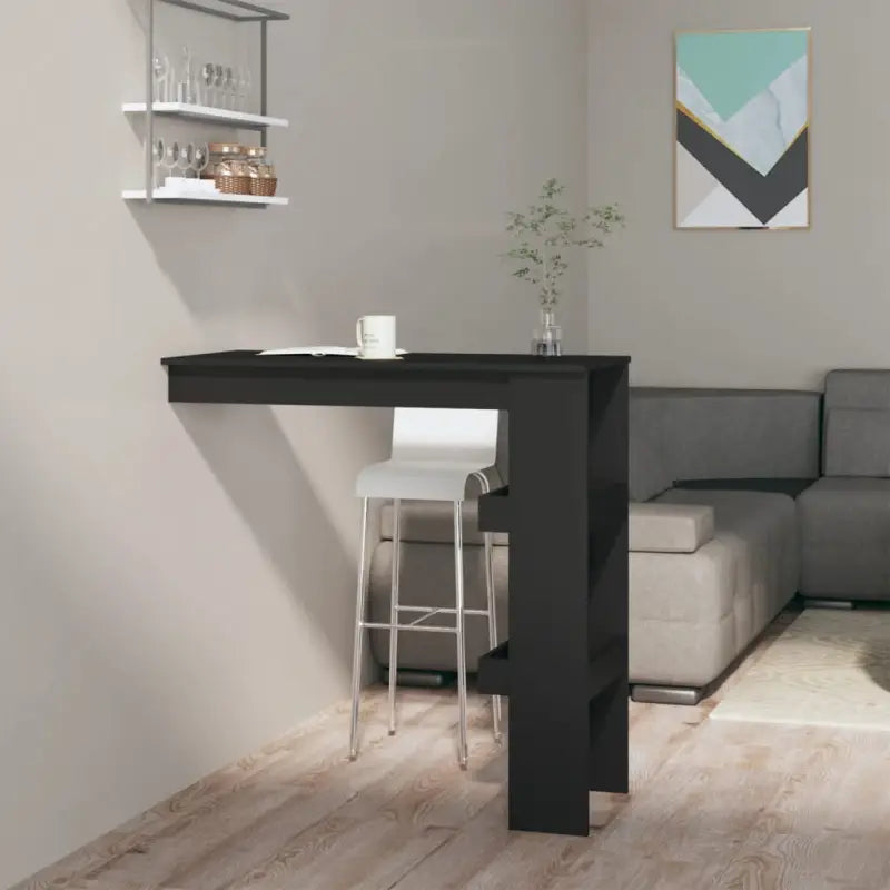 Moderne wandgemonteerde bartafel van bewerkt hout in hoogglans wit - Zwart / 1 - Eettafels