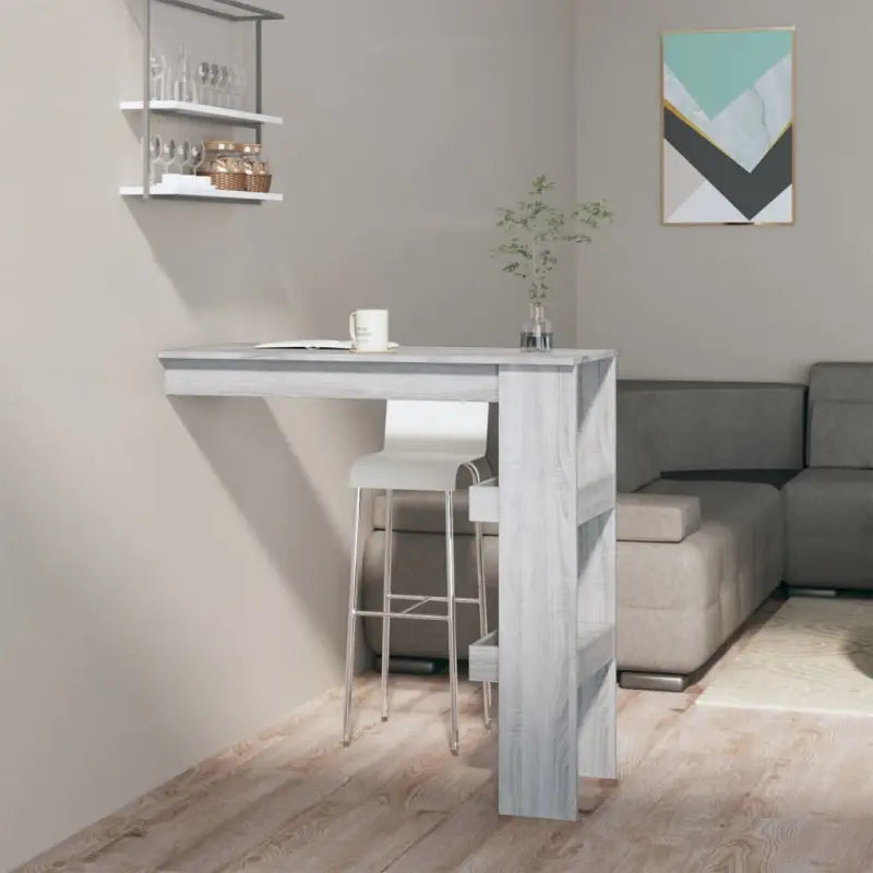 Moderne wandgemonteerde bartafel van bewerkt hout in hoogglans wit - Grijs sonoma / 1 - Eettafels