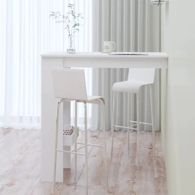 Moderne wandgemonteerde bartafel van bewerkt hout in hoogglans wit - Eettafels