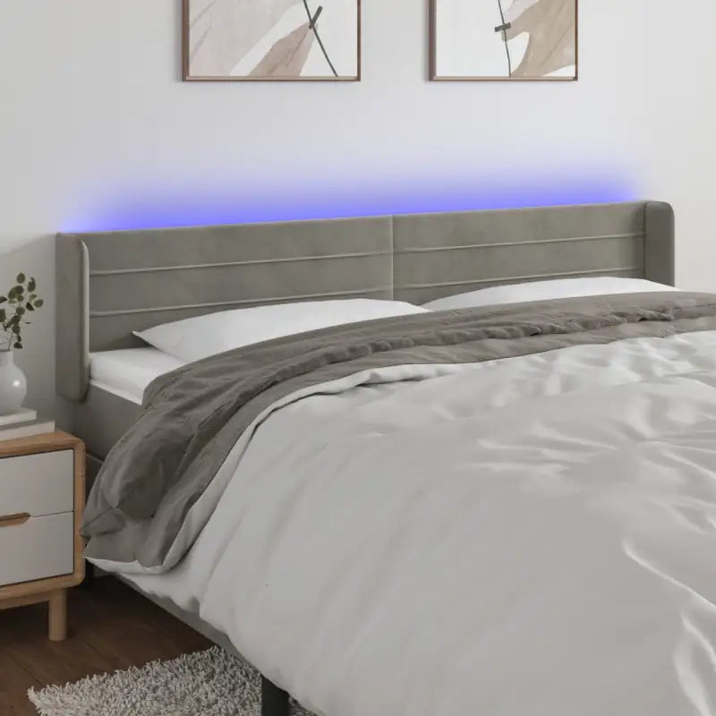 Moderno LED Hoofdbord en Voetbord voor Elke Slaapkamer - Lichtgrijs / 163 x 16 x 78/88 cm / 1 - Hoofdborden