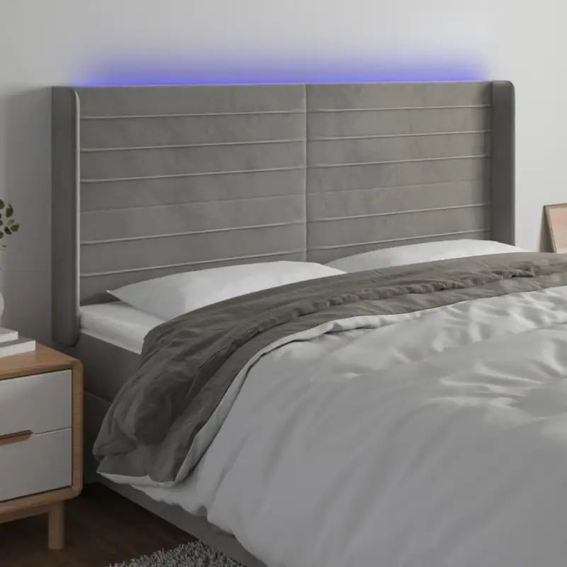 Moderno LED Hoofdbord en Voetbord voor Elke Slaapkamer - Lichtgrijs / 203 x 16 x 118/128 cm / 1 - Hoofdborden