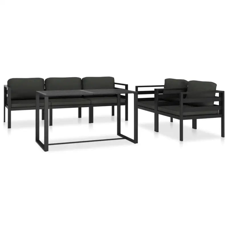 Modulair design tuinset van aluminium voor stijl en comfort - 2x hoek + midden + 2x Fauteuil + Tafel - Tuinsets