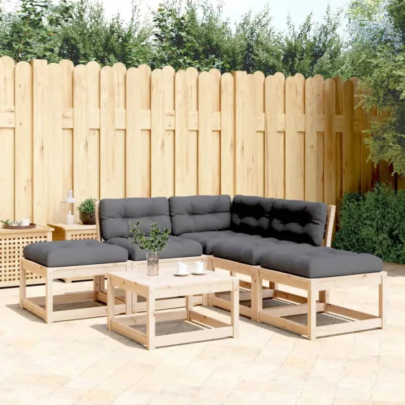 Modulair loungeset van massief douglashout met ruime afmetingen zitting - Natuurlijk grenenhout - Tuinsets