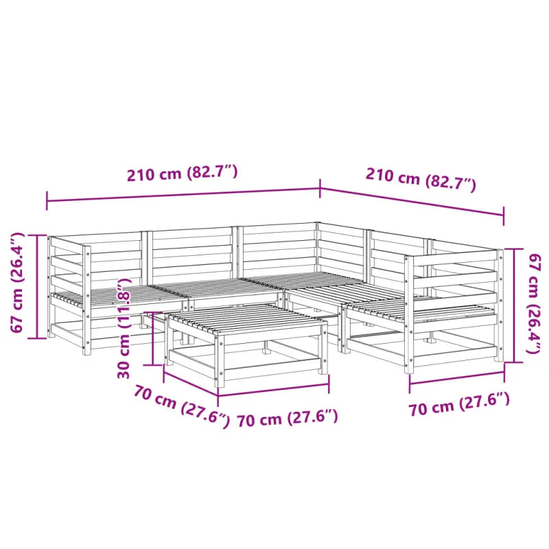 Modulair loungeset van massief grenenhout voor buiten ontspanning - Tuinsets