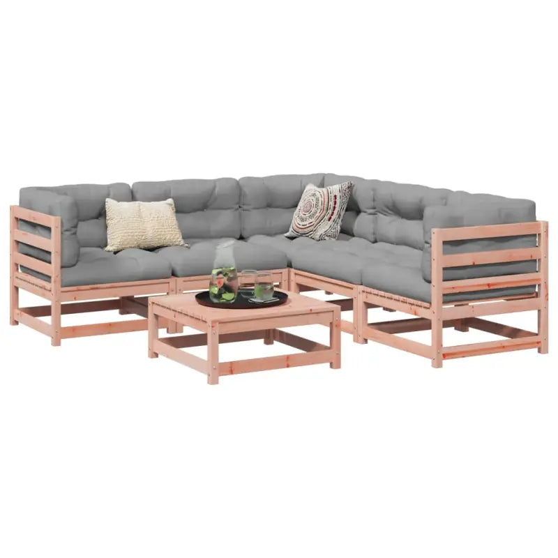 Modulair loungeset van massief grenenhout voor buiten ontspanning - Natuurlijk douglashout / Nee - Tuinsets