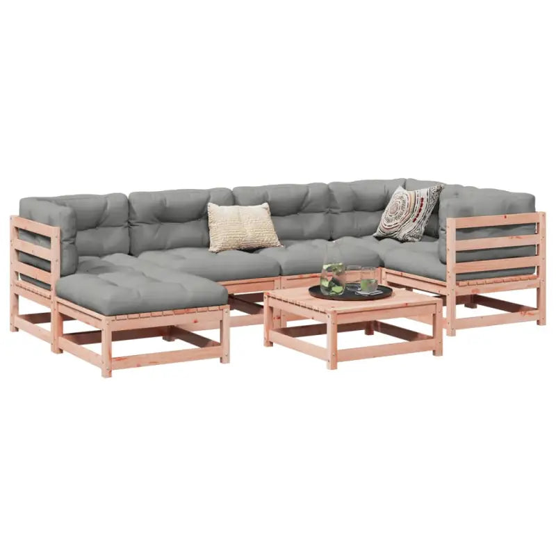 Modulair loungeset van massief Grenenhout voor comfortabel tuinplezier - Natuurlijk douglashout / zonder kussen