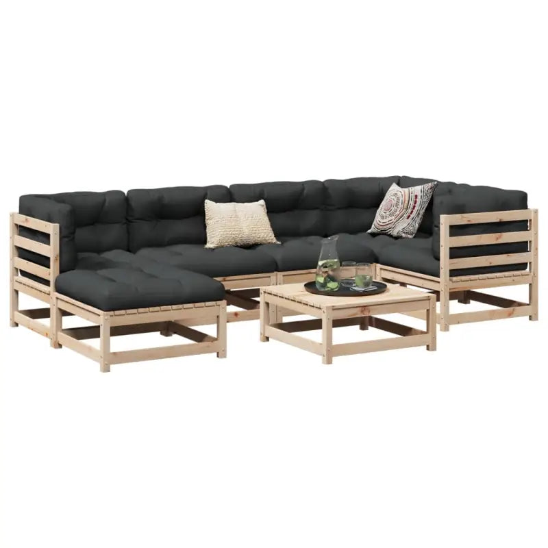 Modulair loungeset van massief Grenenhout voor comfortabel tuinplezier - Natuurlijk grenenhout / zonder kussen