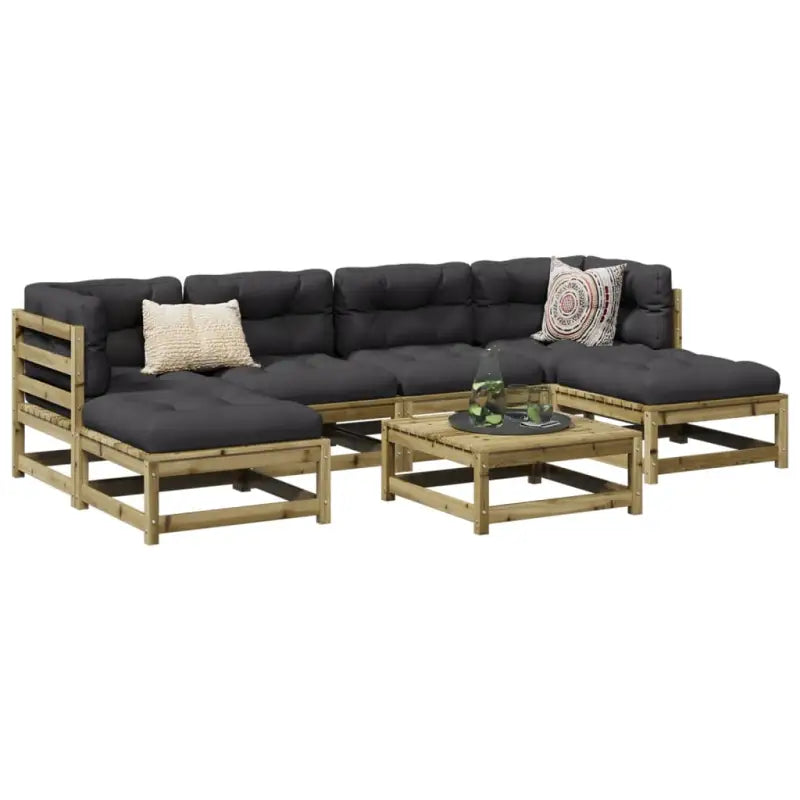 Modulair loungeset van massief grenenhout voor een comfortabele zitervaring - Naturel geïmpregneerd - Tuinsets